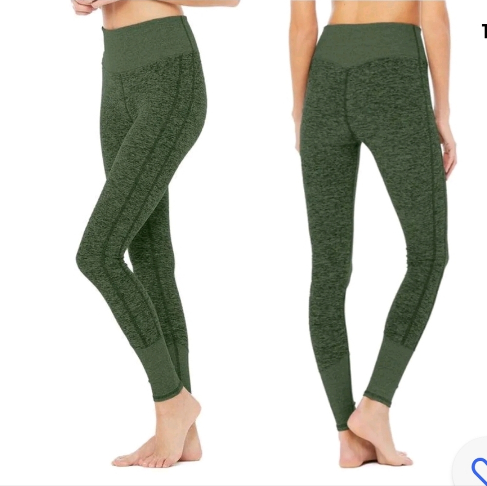 Alo Yoga Alosoft High Waisted Lounge Leggings Size S Heathered Green